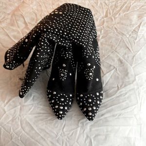 4 1/2” studded faux suede stihletto boots